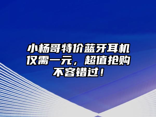 小楊哥特價藍牙耳機僅需一元，超值搶購不容錯過！