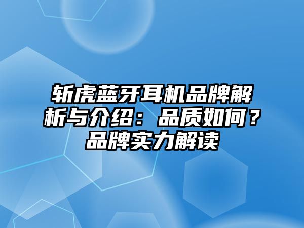 斬虎藍(lán)牙耳機(jī)品牌解析與介紹：品質(zhì)如何？品牌實(shí)力解讀