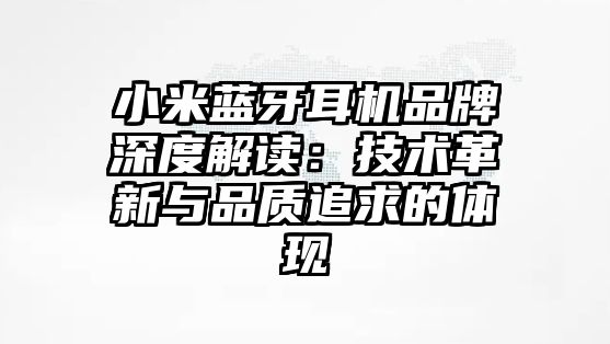 小米藍牙耳機品牌深度解讀：技術(shù)革新與品質(zhì)追求的體現(xiàn)