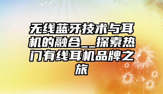 無線藍牙技術與耳機的融合__探索熱門有線耳機品牌之旅