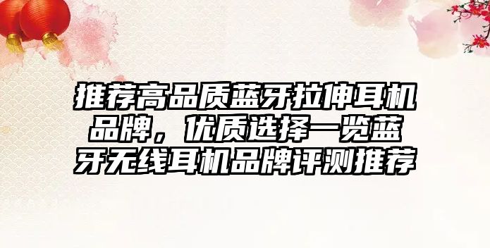 推薦高品質(zhì)藍牙拉伸耳機品牌，優(yōu)質(zhì)選擇一覽藍牙無線耳機品牌評測推薦
